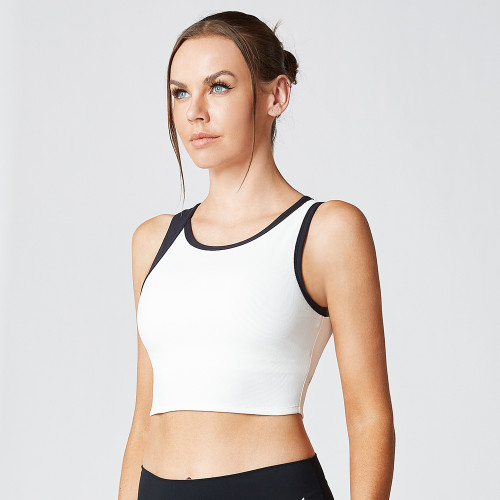 Built In Sleeveless Sports Bra White | OEM