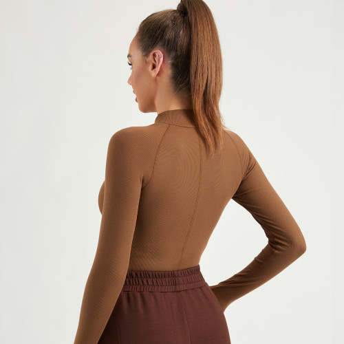 Women Round Neck Corset Sweatshirts | Brown Pullover Tops | OEM