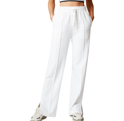 White Slit Wide Leg Sweatpants | OEM