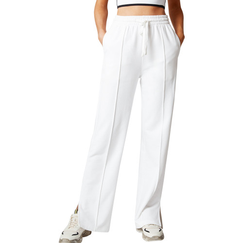 White Slit Wide Leg Sweatpants | OEM