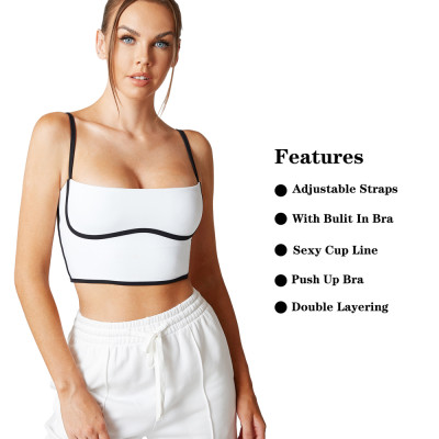 Built In Yoga Sports Bra | Thin Shoulder Strap Clothing Supplier | Wholesale