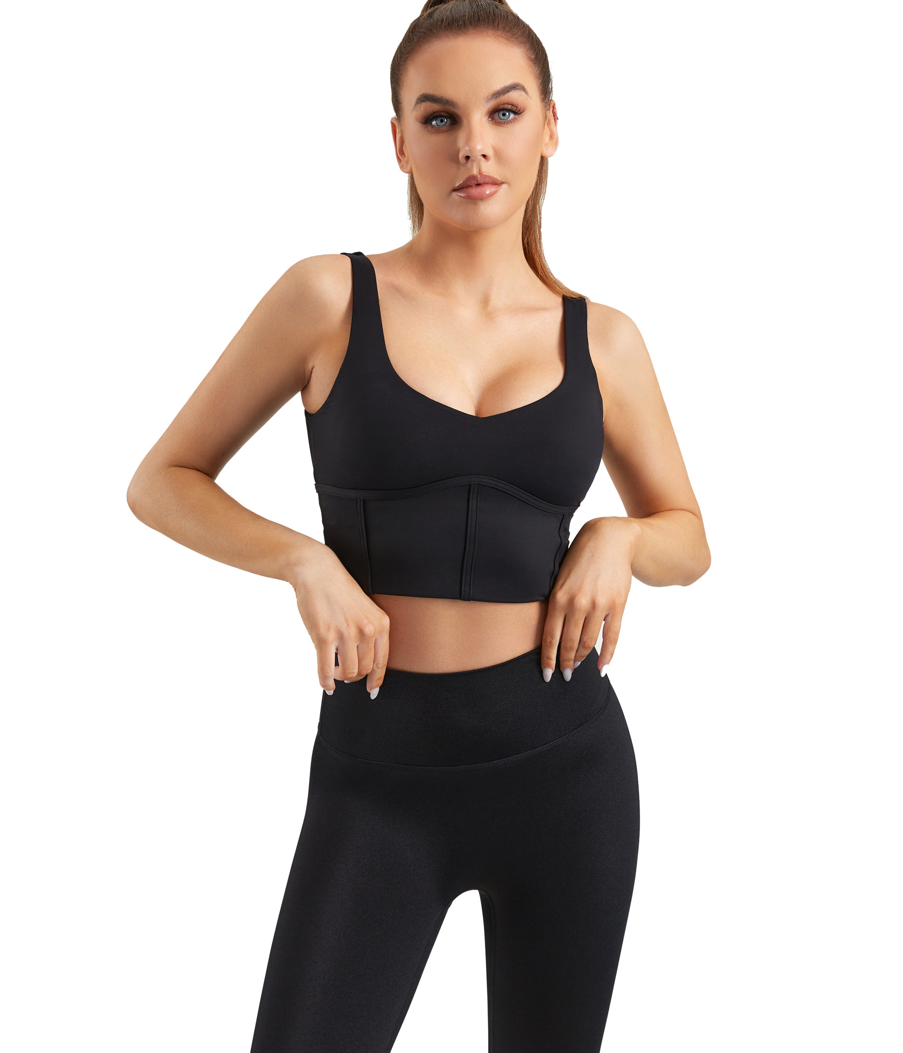 Scoop neck yoga sports bra