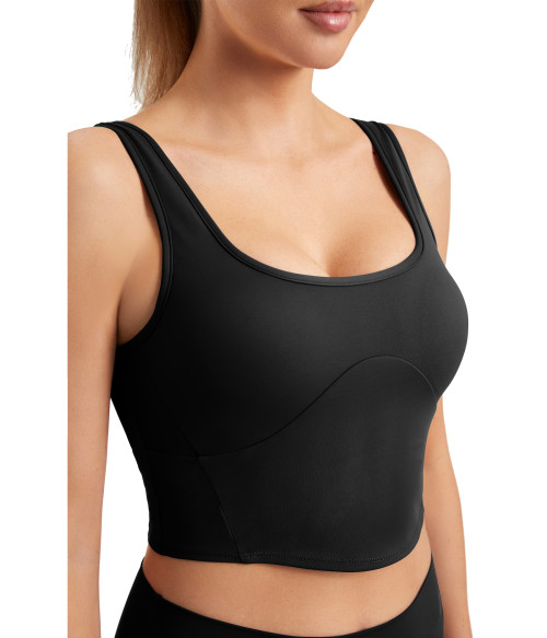 Scoop Neck Longline Padded Sports Bra | Retail