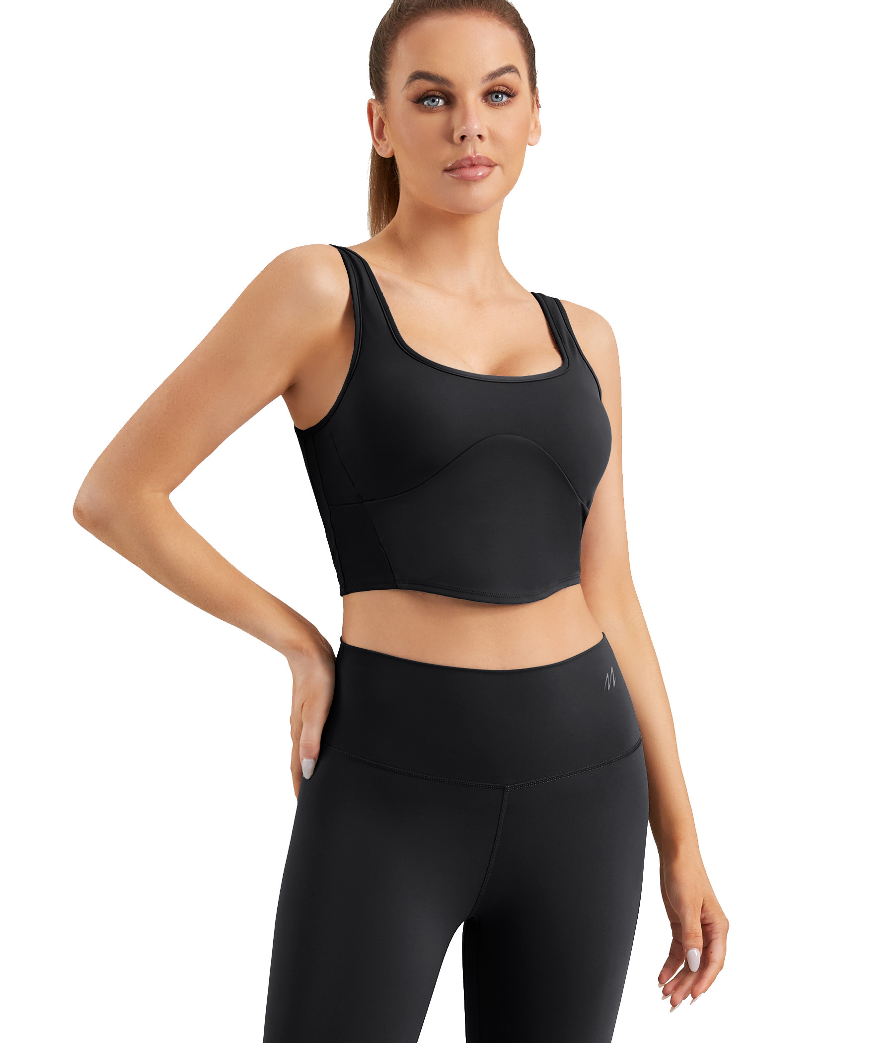 Scoop neck yoga sports bra