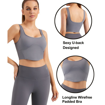 Longline Sports Bra | Scoop Neck Bulit In Bra | Retail