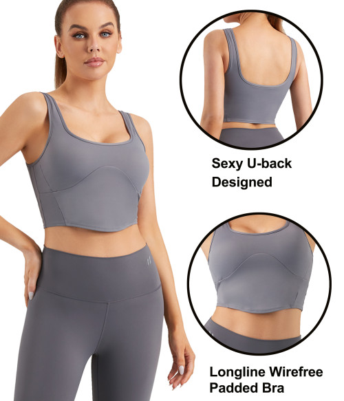 Scoop Neck Longline Padded Sports Bra | Retail