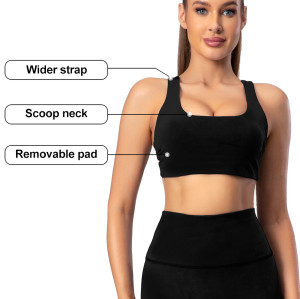 Black Sports Bra | Scoop Neck Racerback Sports Bra | Retail