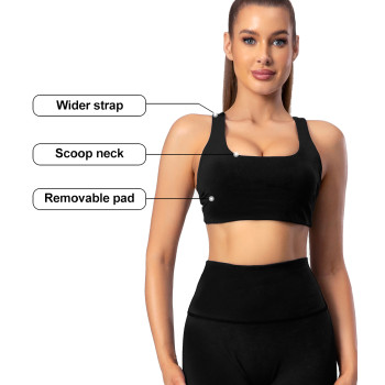 Black Sports Bra | Scoop Neck Racerback Sports Bra | Retail