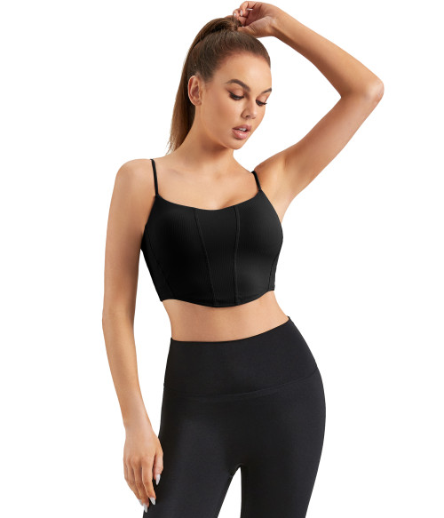 Spaghetti Thin Strap Sports Bra Black | Retail