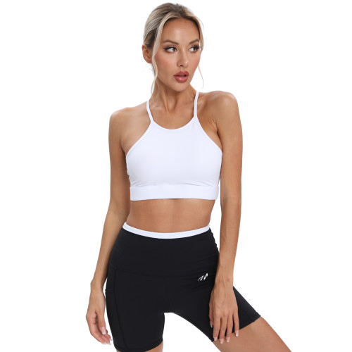 Spaghetti Strap Halter Sports Bra White |  OEM