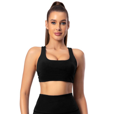 Scoop Neck Racerback Sports Bra Black | Retail