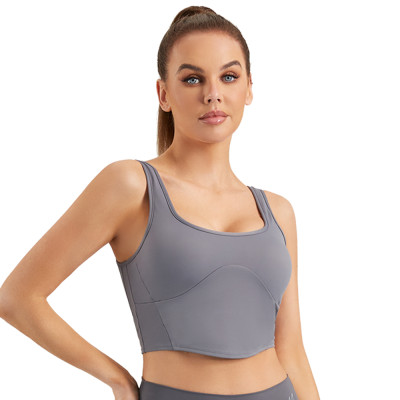 Longline Sports Bra | Scoop Neck Bulit In Bra | Retail