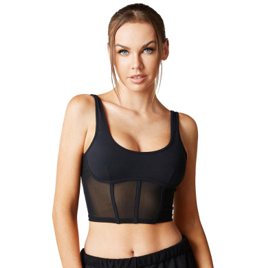 Black Mesh Sports Bras | Open Back Fitness Tops & Athletic Wear | Retail