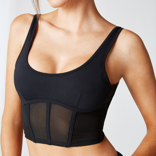 Scoop Neck Open Back Tennis Sports Bra | Wholesale