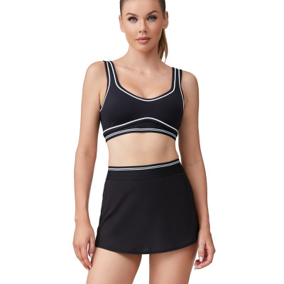 Built In Yoga Sports Bra & Tennis Skirt Black | Sets