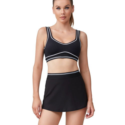 Built In Yoga Sports Bra & Tennis Skirt Black | Sets