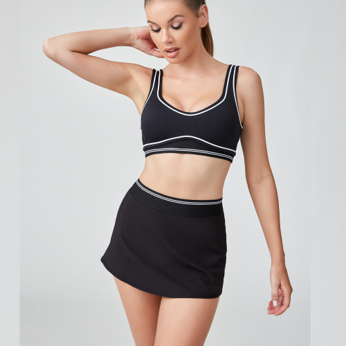 Built In Yoga Sports Bra & Tennis Skirt Black | Sets