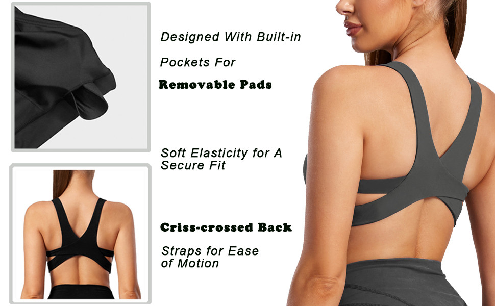 Scoop Neck Racerback Sports Bra Black