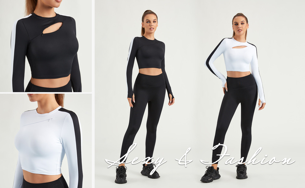 Round Neck Long Sleeve Sports Tops