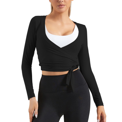Women Lightweight Ballet Cardigans | Strap Twist Front Casual Sports Tops | Retail