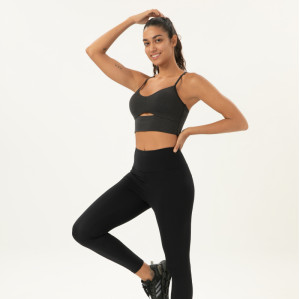 Cutout Sports Bra with Crisscross Back & Contrast or Solid Strap Options | Retail
