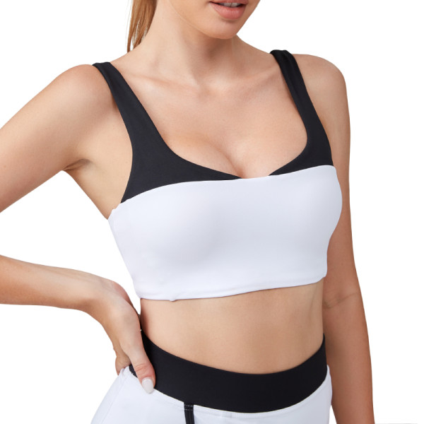 Women Square Neck Built in Pads Sports Bra - U Back Yoga Workout Basic Crop Tops | Retail