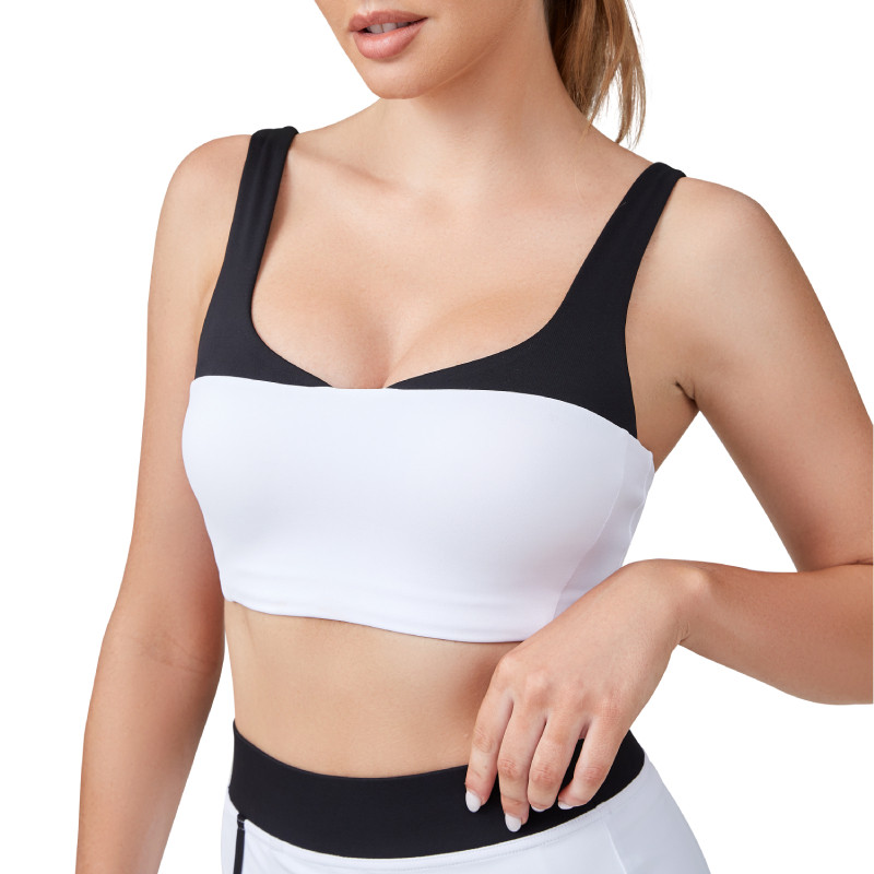Black and white contrast sports bra for women