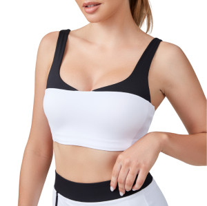 Women Square Neck Built in Pads Sports Bra - U Back Yoga Workout Basic Crop Tops | Retail