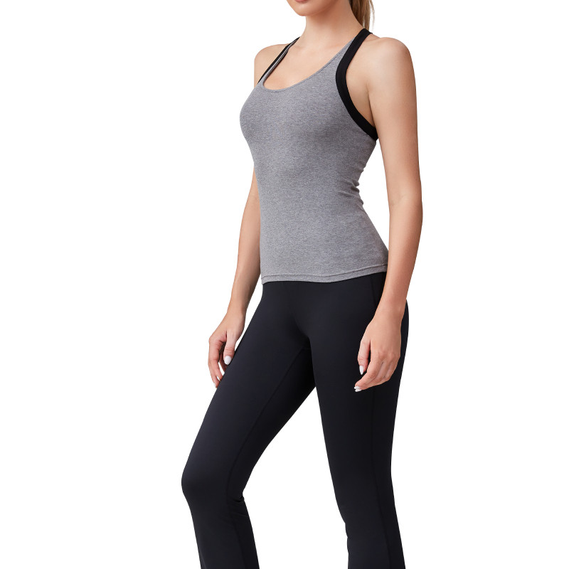 Grey Tank Top with Black Leggings