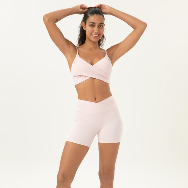 Solid Color Crisscross Sports Bra | Light Support Yoga Crop Top | Retail