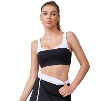 Women Square Neck Built in Pads Sports Bra - U Back Yoga Workout Basic Crop Tops | Retail