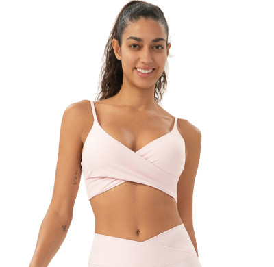 Solid Color Crisscross Sports Bra | Light Support Yoga Crop Top | Retail