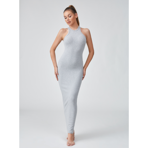 Women's Ribbed Knit Bodycon Maxi Dress - Sleeveless High Neck Casual Dress | OEM