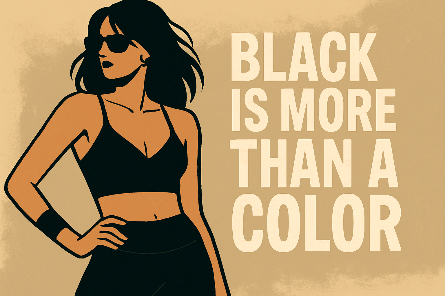 Minimalist black activewear illustration with empowering message