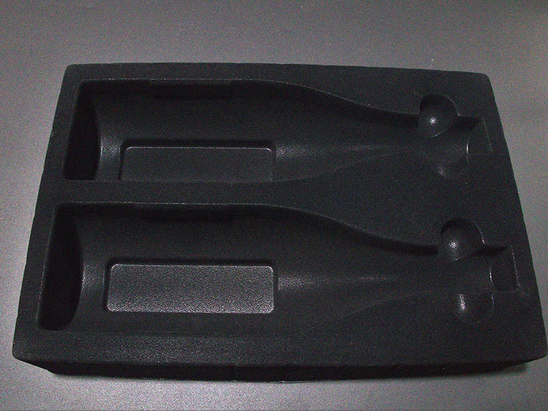 Flocked blister tray close-up showing velvet texture