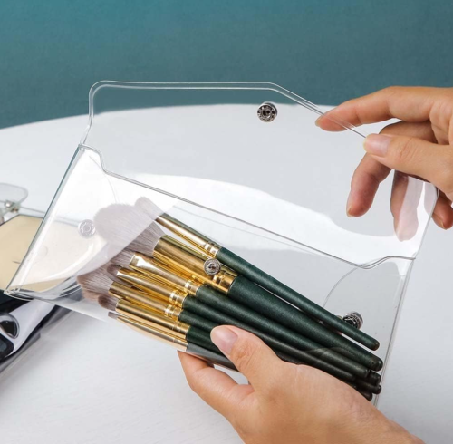 clear PVC cosmetic soft bag | small lipstick makeup brush storage pouch