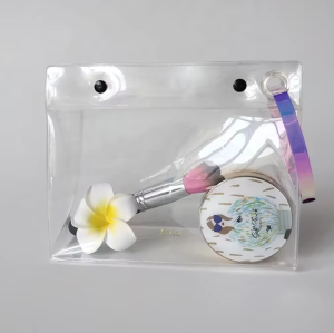 clear PVC cosmetic soft bag | small lipstick makeup brush storage pouch