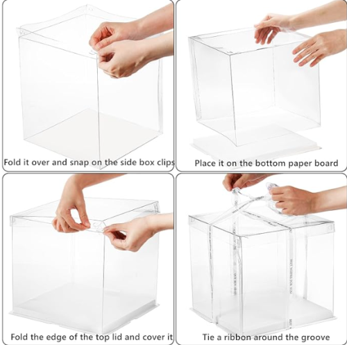 Custom OEM/ODM Transparent Birthday Cake Boxes with Lids & Ribbons | Clear Gift Boxes for Birthdays, Weddings, and Parties