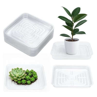 Customizable Plant Saucers | Clear Plastic Plant Saucers Flower Pot Tray Excellent for Indoor & Outdoor Plants