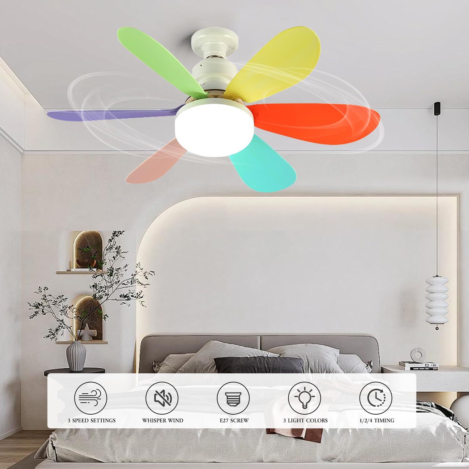 Flower Fan with Light for Babyroom , bedroom reading room 