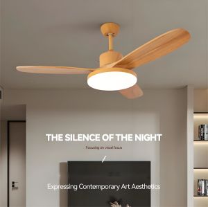 MX-PJ1154  Nordic Solid Wood Frequency Conversion Living Dining Dedroom Ceiling Fan with Light