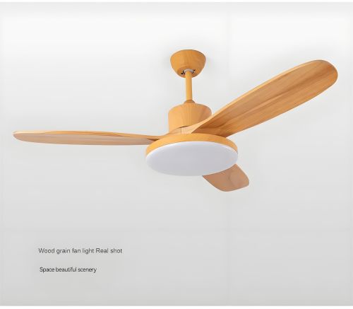 MX-PJ1154  Nordic Solid Wood Frequency Conversion Living Dining Dedroom Ceiling Fan with Light