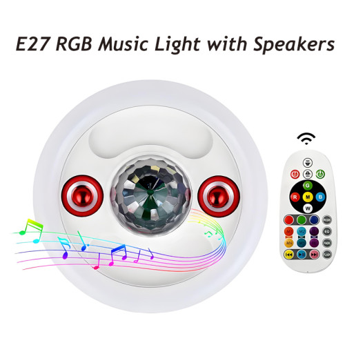 MX-WXK-R260 Smiling Remote Control Bluetooth RGB E27 LED Music Light with 2 Speakers for Party