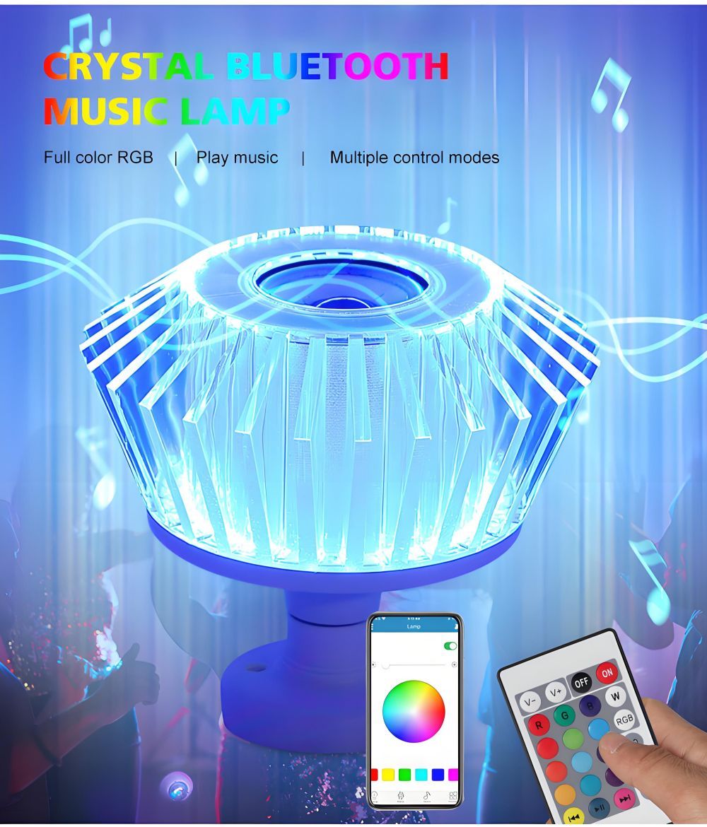 LÁMPARA DE MÚSICA BLUETOOTH DE CRISTAL