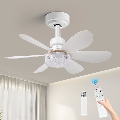 MX--6YHX-R520-B-SJ  Factory Price E27 Crystal Cover Dimmable Timming 2 in 1 Flower Fan Light