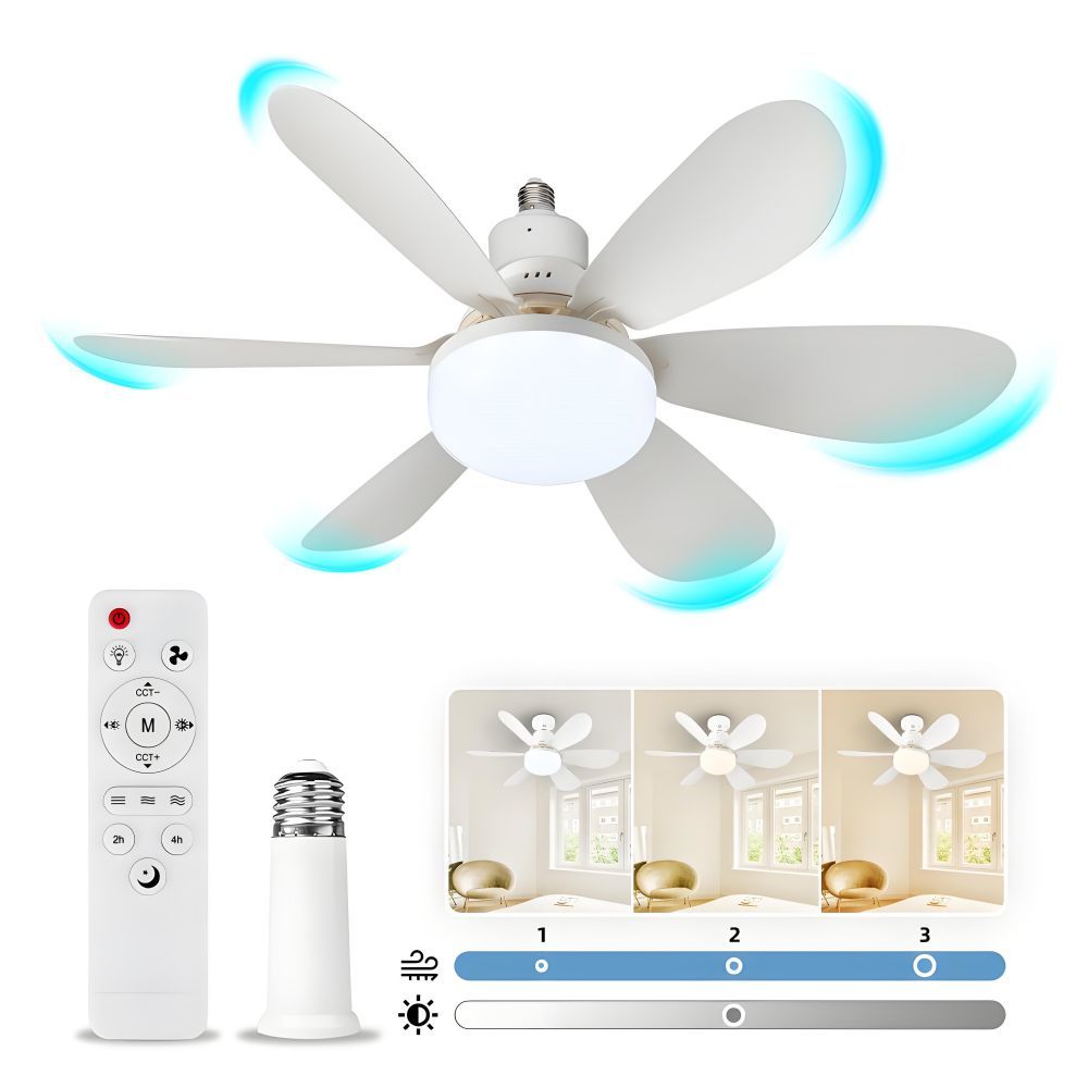 MX- YT-R260 Ventilador de techo con rotación de 360 ​​grados y ventilador de techo con luz LED y control remoto