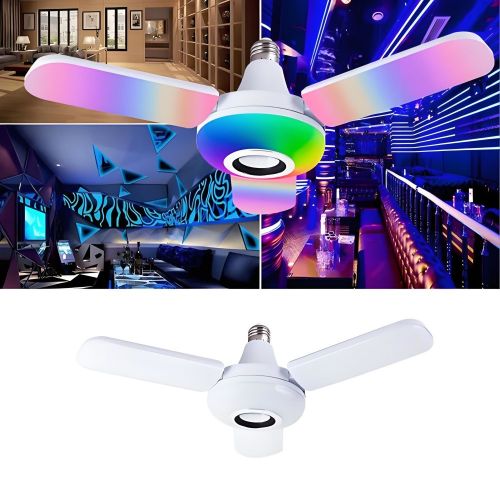 MX-BT-SYK-R120 E27 Bluetooth Speaker Stage Bar Party Decoration  Floding LED Fan Music Light Bulb