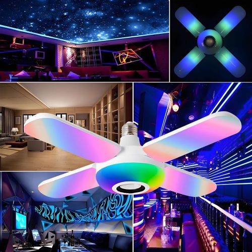 MX-BT-SYK-R120 E27 Bluetooth Speaker Stage Bar Party Decoration  Floding LED Fan Music Light Bulb