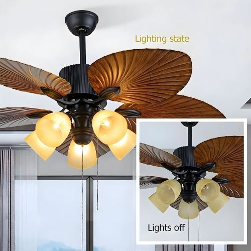 MX-1016  42/52” 5 Blades 3/5 bulbs Rustic Brown Remote Ceiling Fan with Light for Living Room