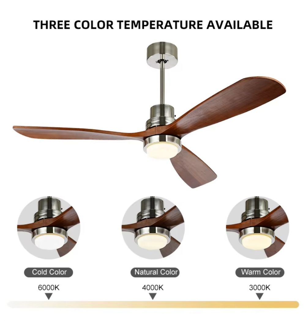 MX-8050 Dimming Remote Control Wooden Ceiling Fan with Light for Kitchen Bedroom Living Room 